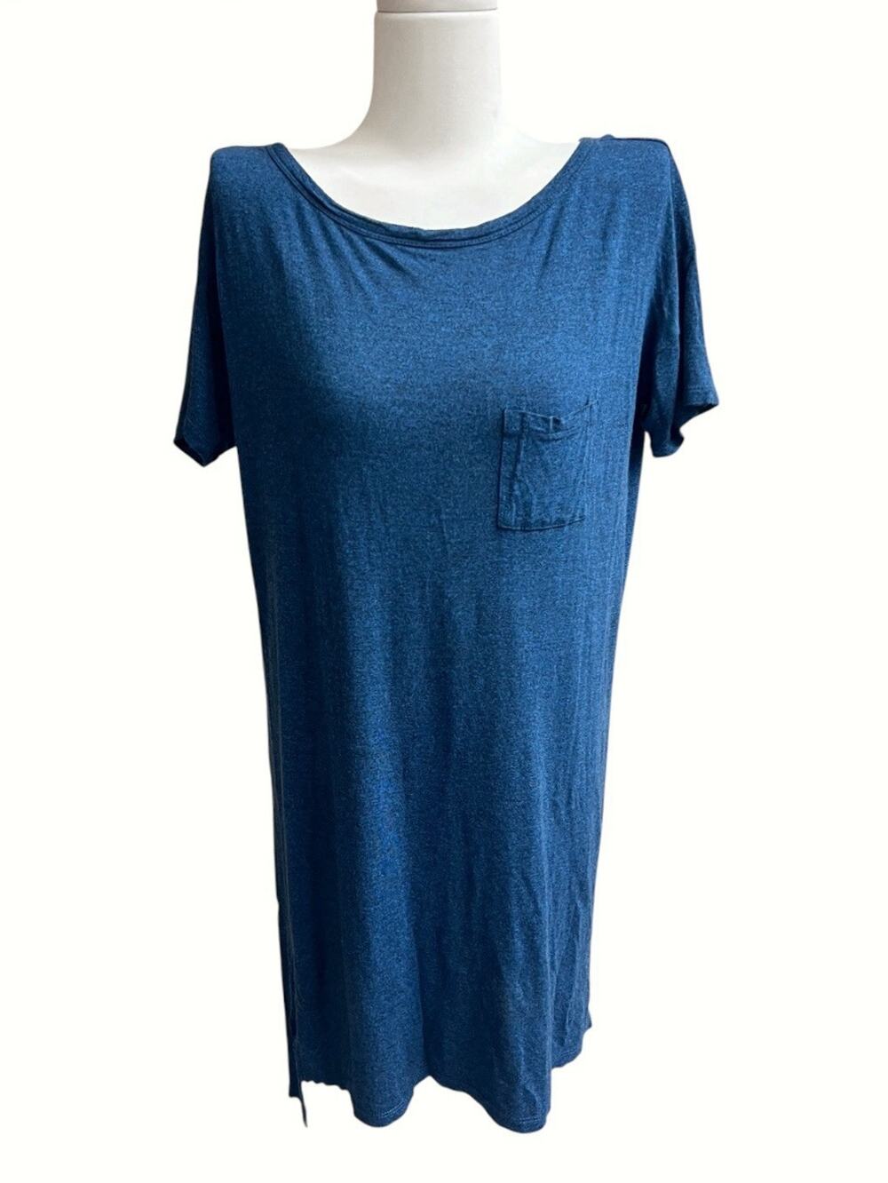 T By Alexander Wang Womens Sz S Blue Relaxed Fit Short Slv T Shirt Dress Hi Lo